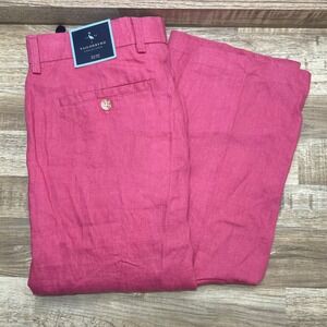 Tailorbyrd Collection Flat Front Linen Pants Mens 32x32 Red Raspberry Casual New